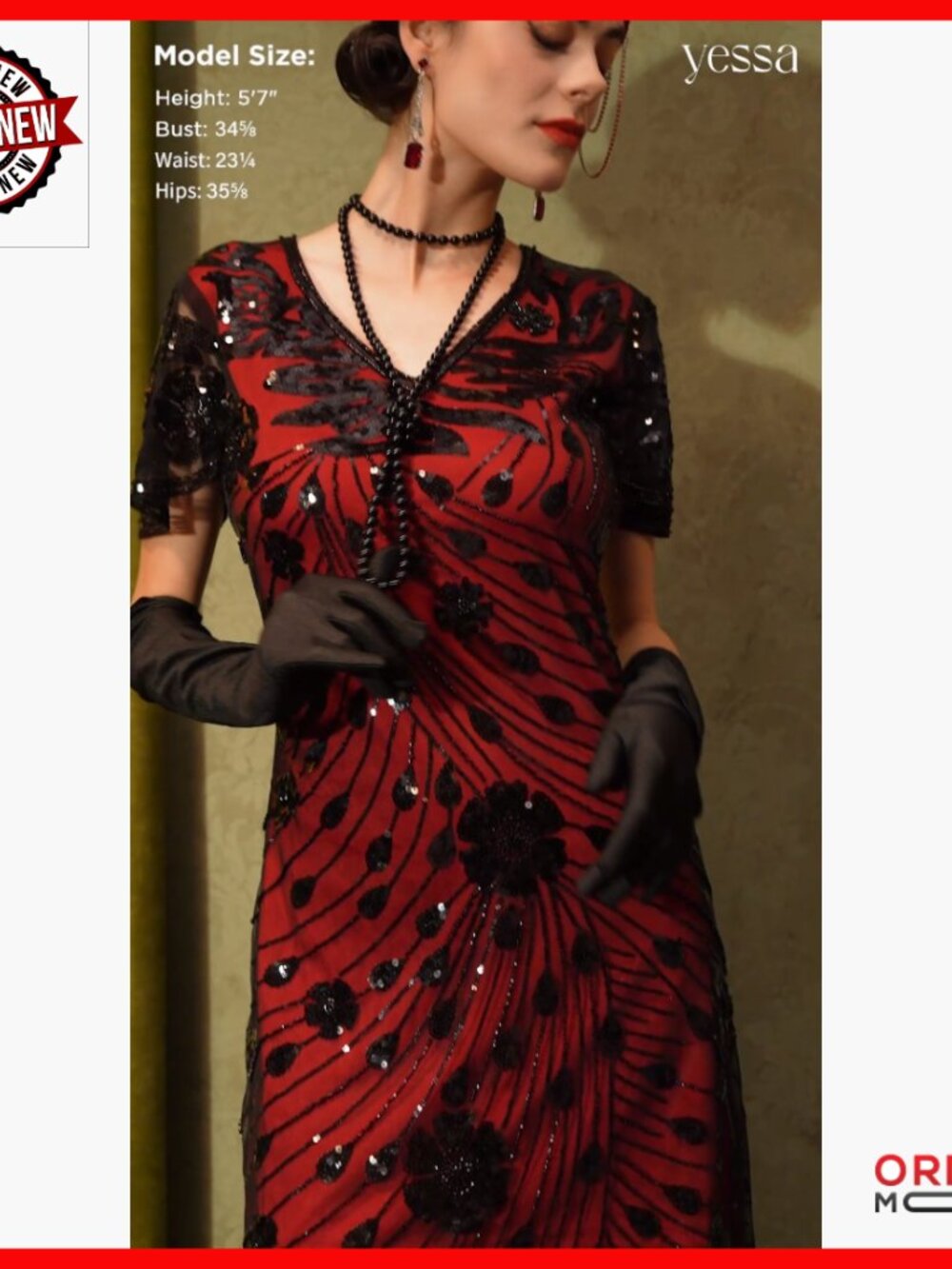 Flapper Dress 1920s Gatsby Costume with Fringe Sequins Beading X-Large - Picture 6 of 7